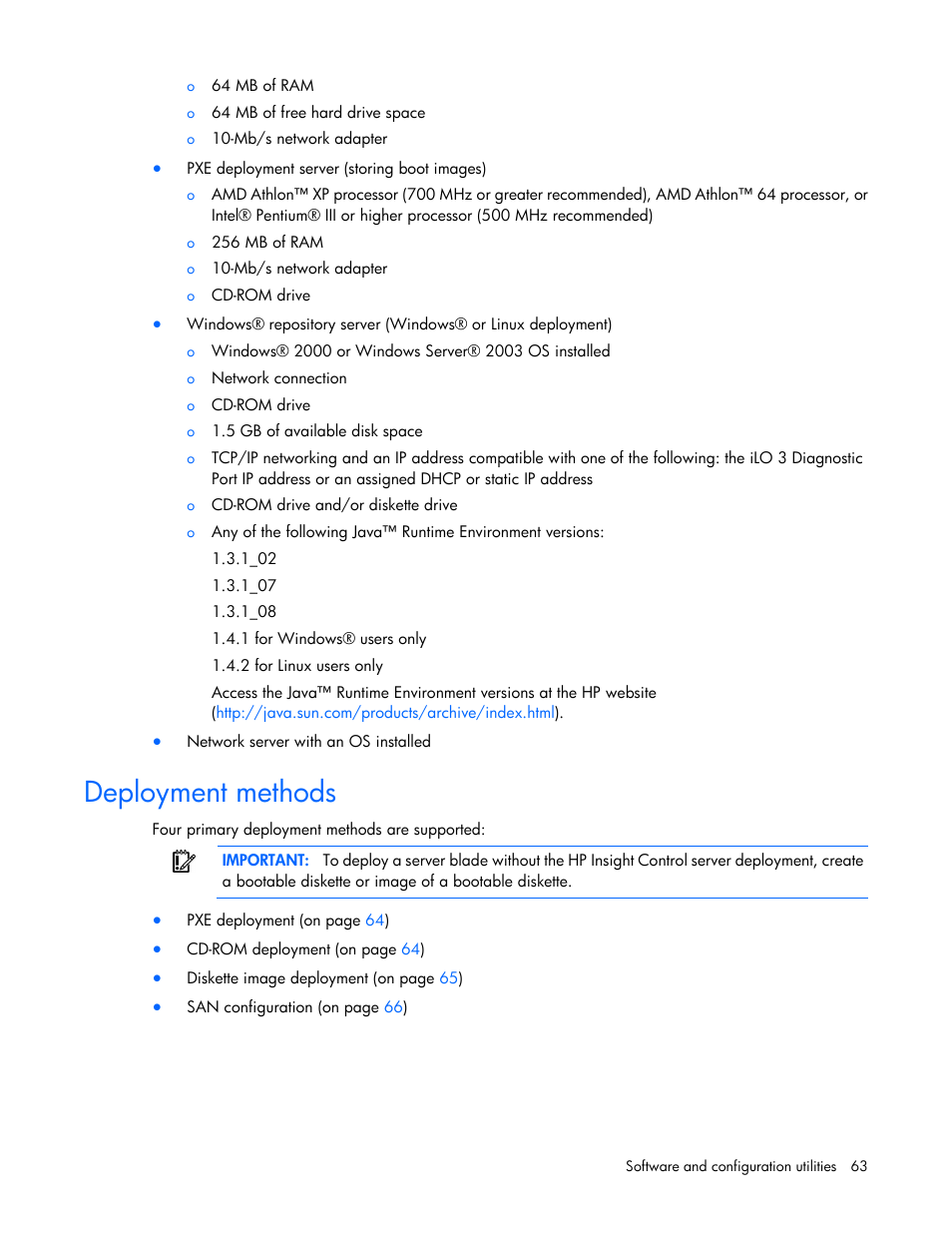 Deployment methods | HP ProLiant BL620c G7 Server-Blade User Manual | Page 63 / 123