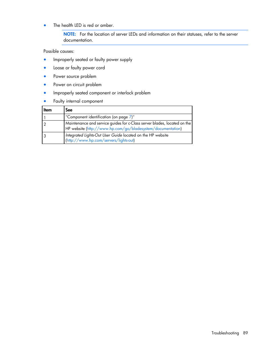 HP ProLiant BL620c G7 Server-Blade User Manual | Page 89 / 123