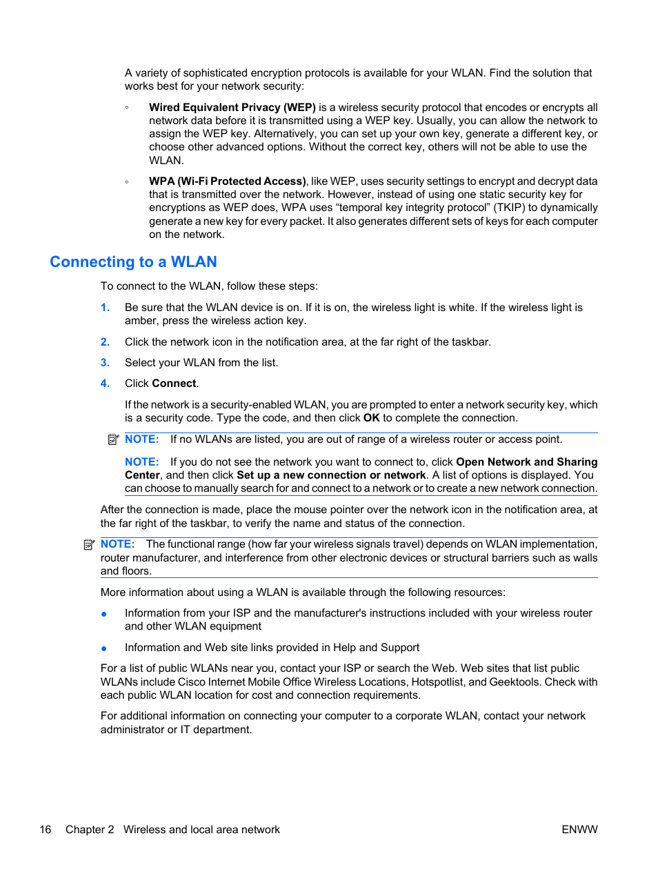 Connecting to a wlan | HP Pavilion dv5-2070us Entertainment Notebook PC User Manual | Page 26 / 110