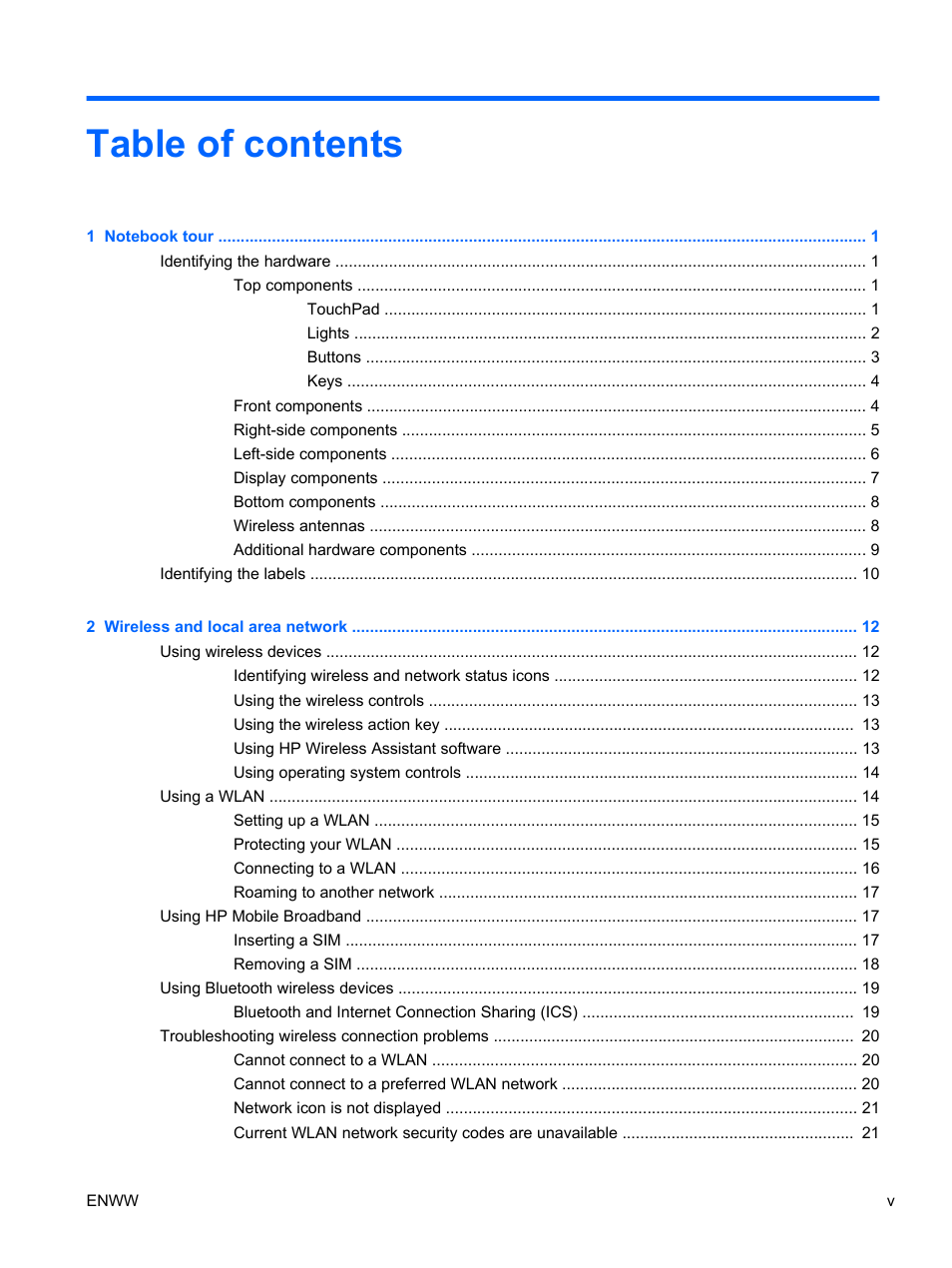 HP Pavilion dv5-2070us Entertainment Notebook PC User Manual | Page 5 / 110
