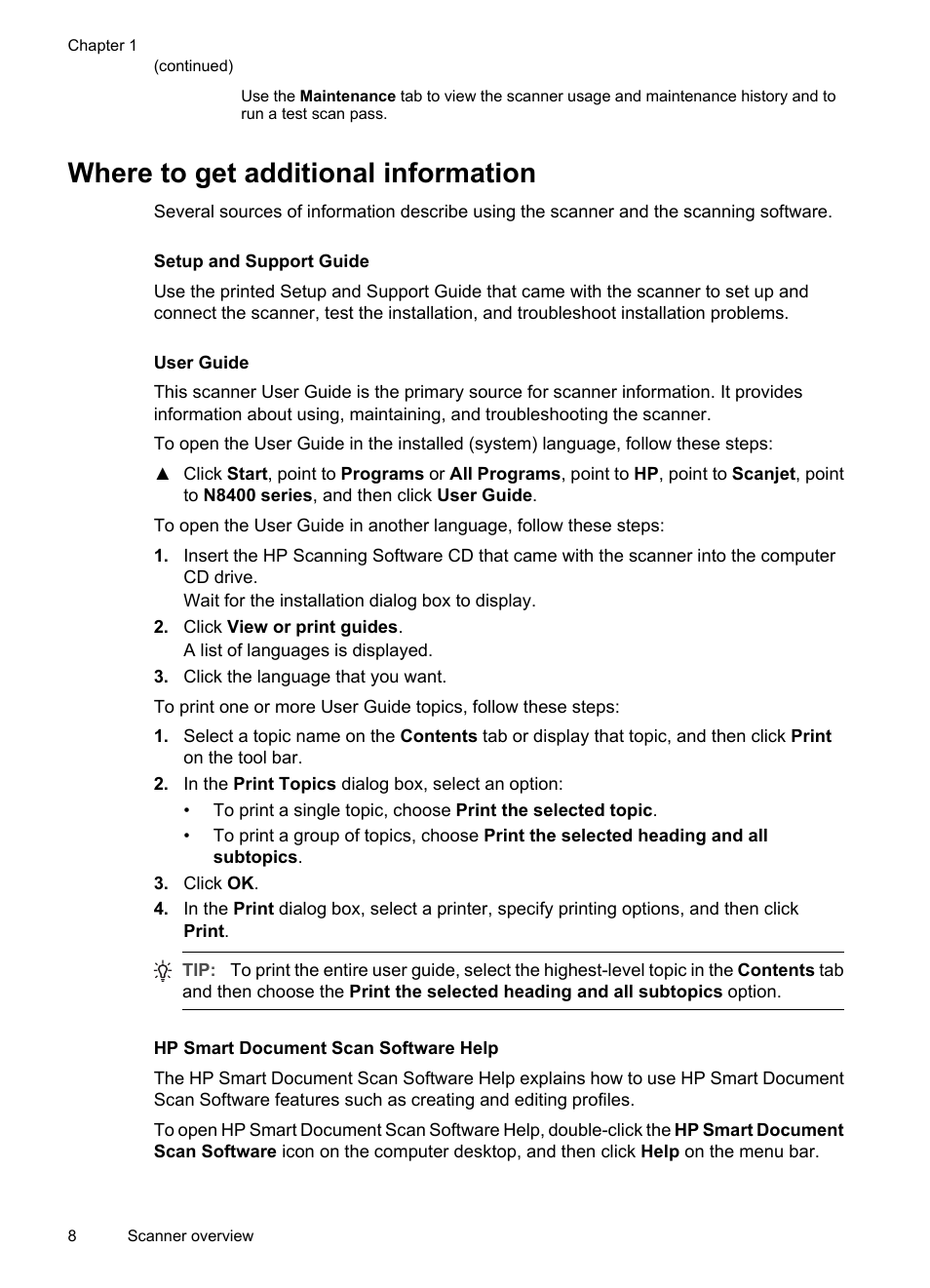 Where to get additional information | HP Scanjet N8460 Document Flatbed Scanner User Manual | Page 10 / 42