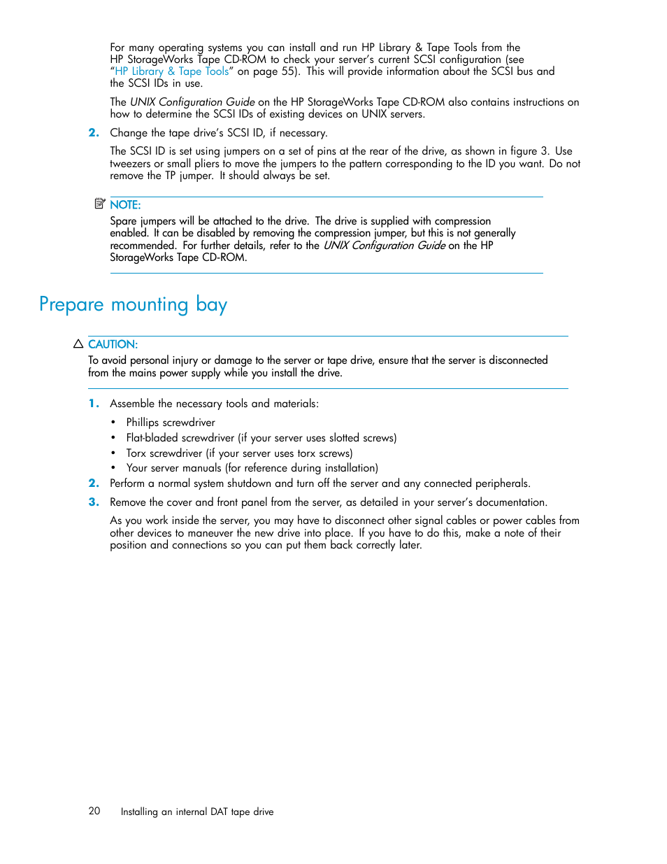 Prepare mounting bay | HP StoreEver DAT Tape Drives User Manual | Page 20 / 69