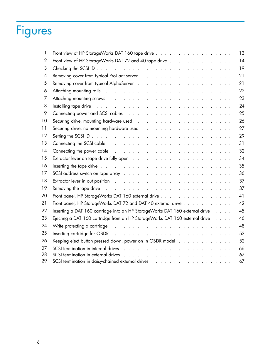 Figures | HP StoreEver DAT Tape Drives User Manual | Page 6 / 69