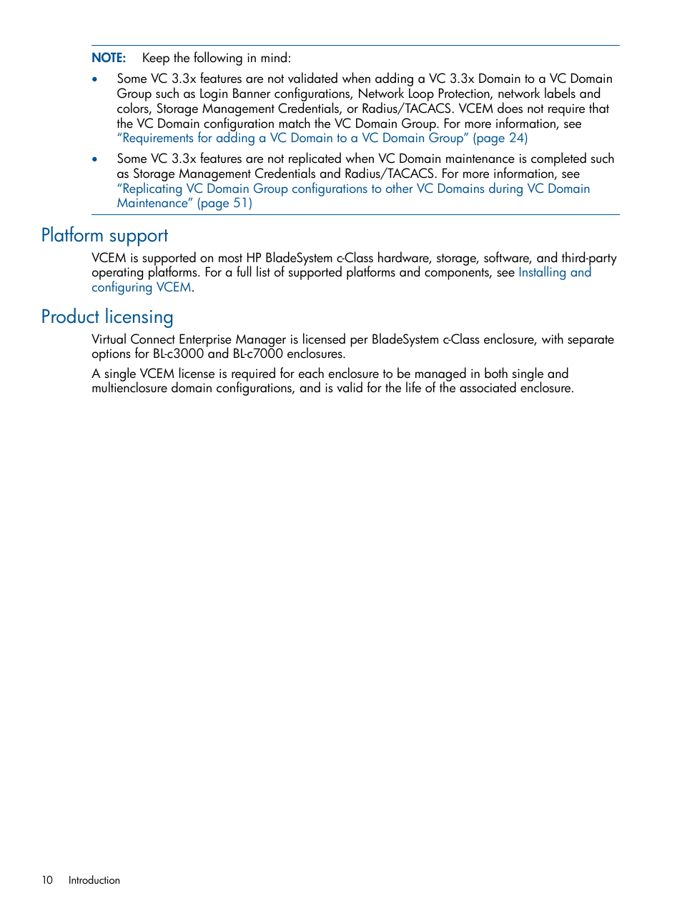 Platform support, Product licensing, Platform support product licensing | HP Insight Management-Software User Manual | Page 10 / 152