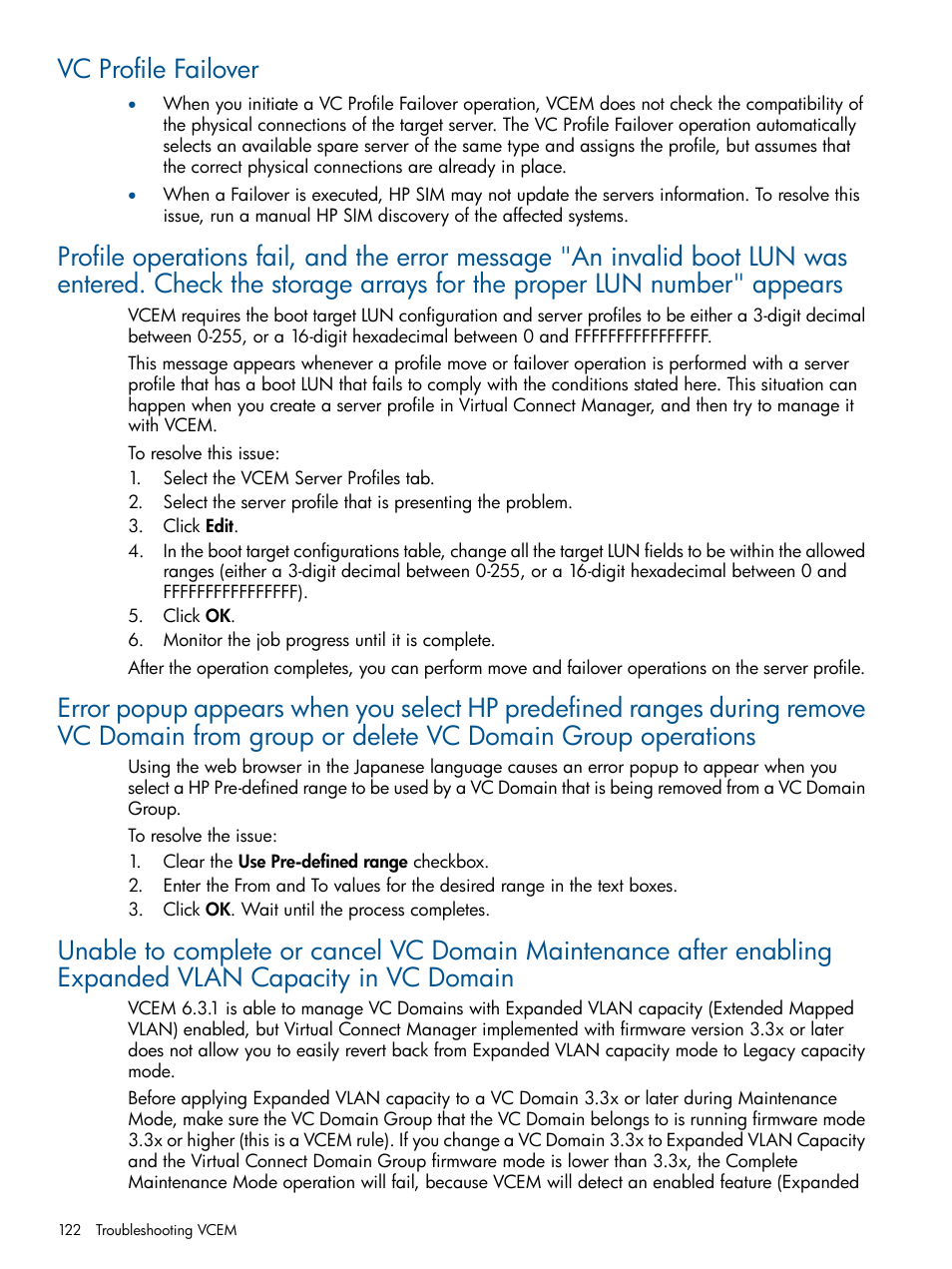 Vc profile failover | HP Insight Management-Software User Manual | Page 122 / 152