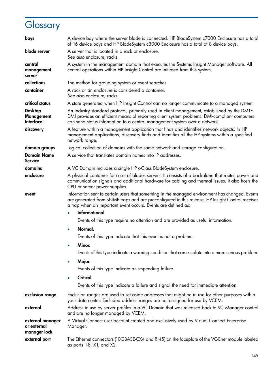 Glossary | HP Insight Management-Software User Manual | Page 145 / 152