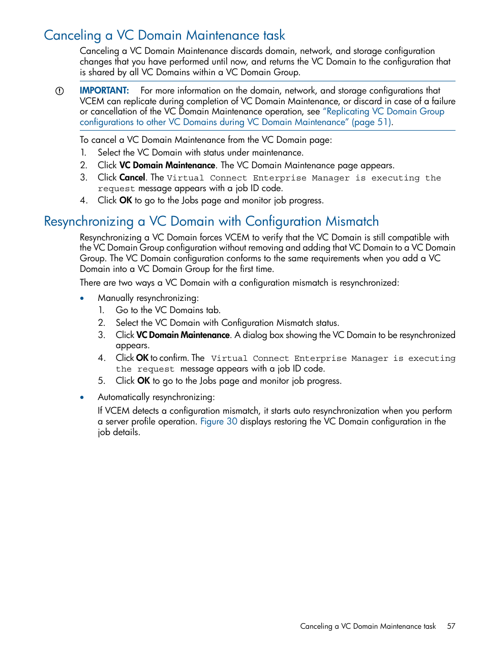 Canceling a vc domain maintenance task | HP Insight Management-Software User Manual | Page 57 / 152