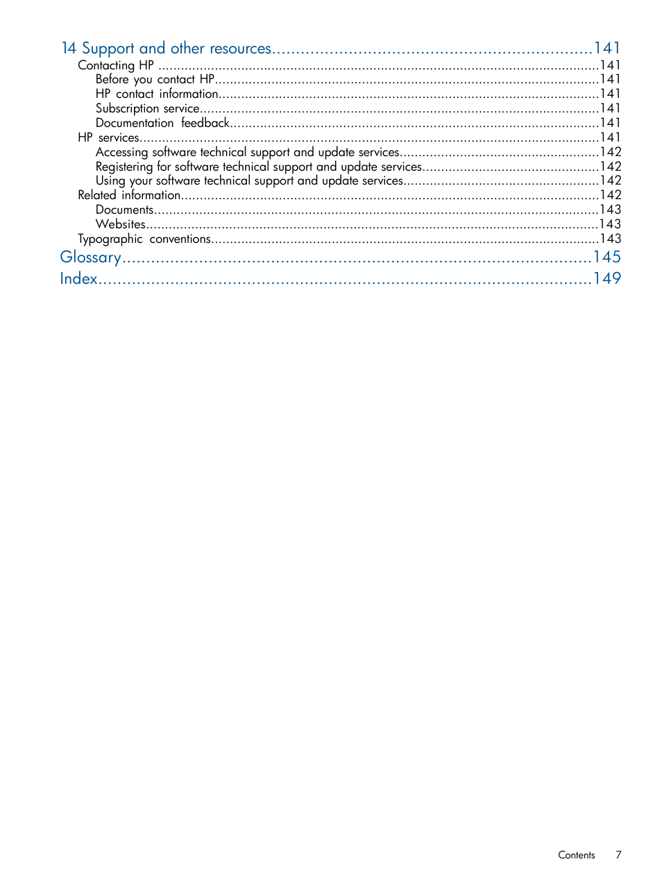 14 support and other resources, Glossary index | HP Insight Management-Software User Manual | Page 7 / 152