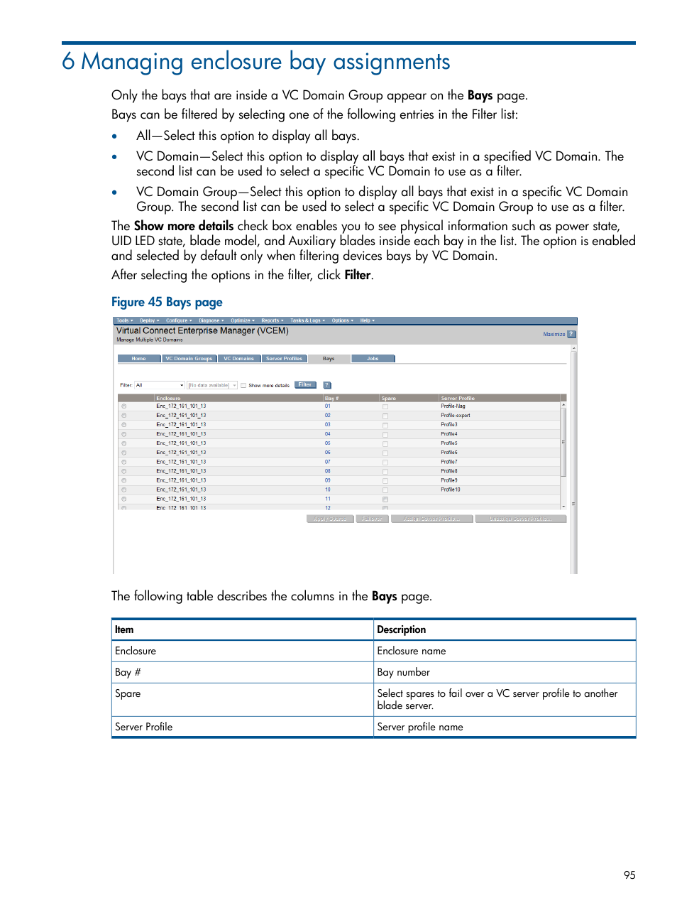 6 managing enclosure bay assignments | HP Insight Management-Software User Manual | Page 95 / 152