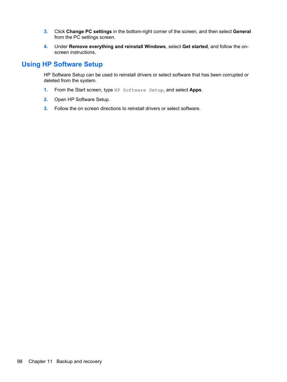 Using hp software setup | HP EliteBook 8770w Mobile Workstation User Manual | Page 110 / 128