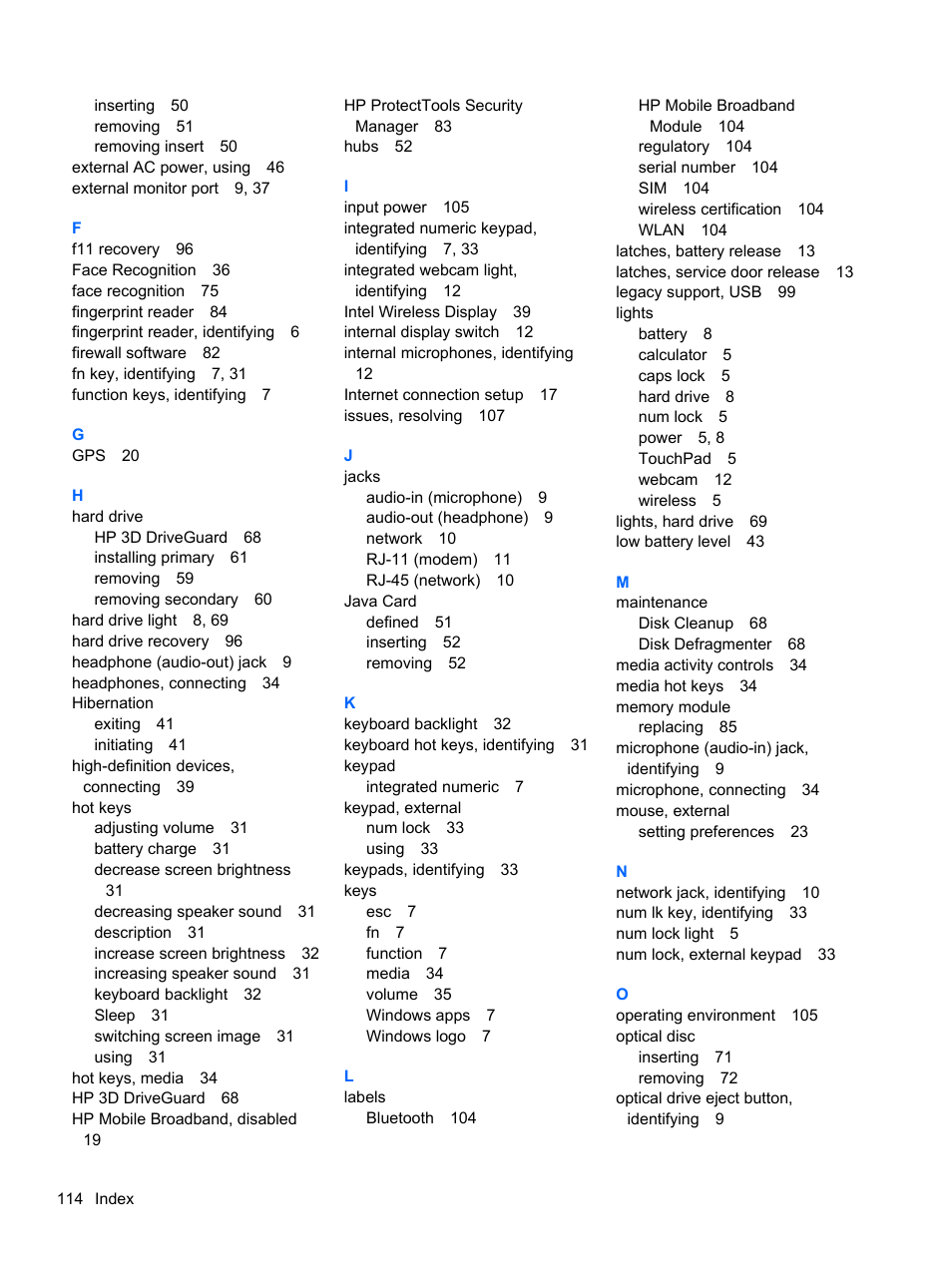 HP EliteBook 8770w Mobile Workstation User Manual | Page 126 / 128