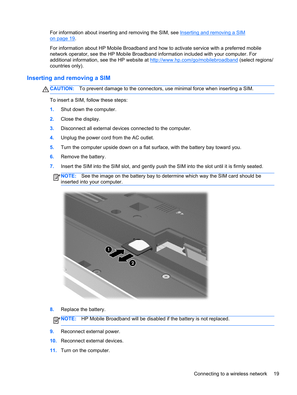 Inserting and removing a sim | HP EliteBook 8770w Mobile Workstation User Manual | Page 31 / 128