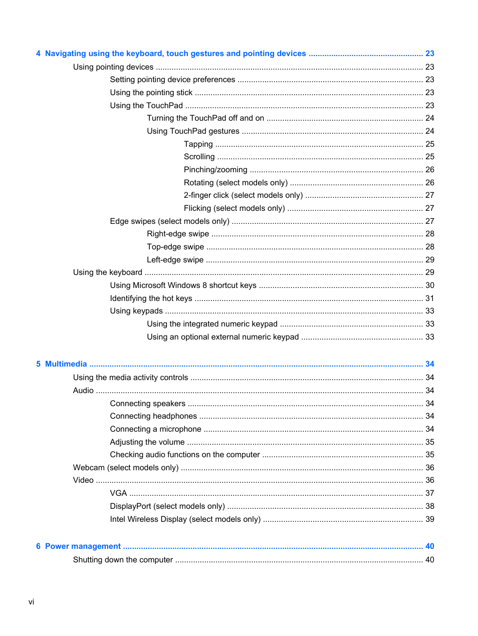 HP EliteBook 8770w Mobile Workstation User Manual | Page 6 / 128