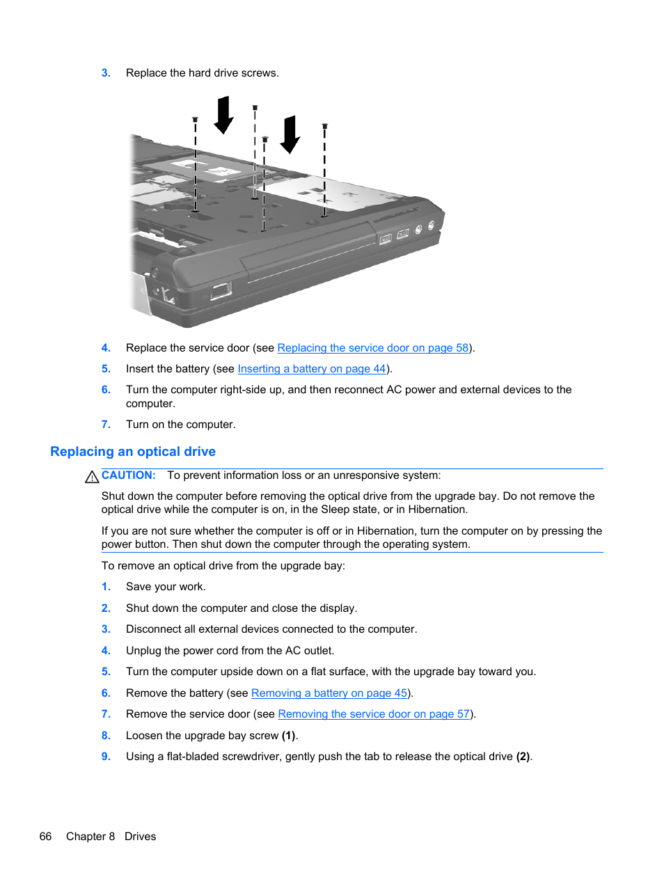 Replacing an optical drive | HP EliteBook 8770w Mobile Workstation User Manual | Page 78 / 128