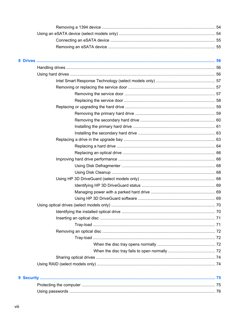 HP EliteBook 8770w Mobile Workstation User Manual | Page 8 / 128