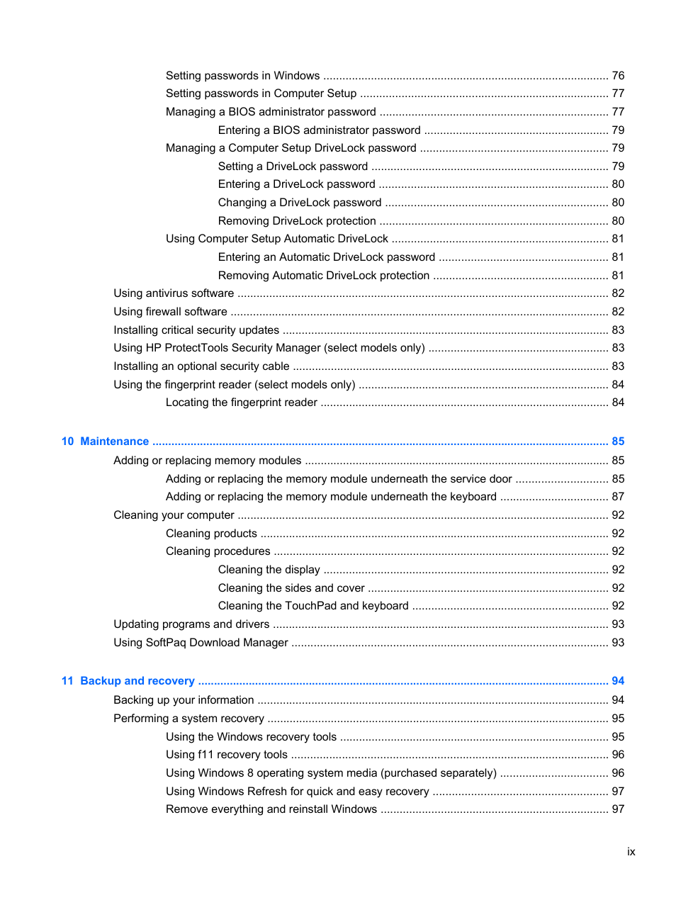 HP EliteBook 8770w Mobile Workstation User Manual | Page 9 / 128