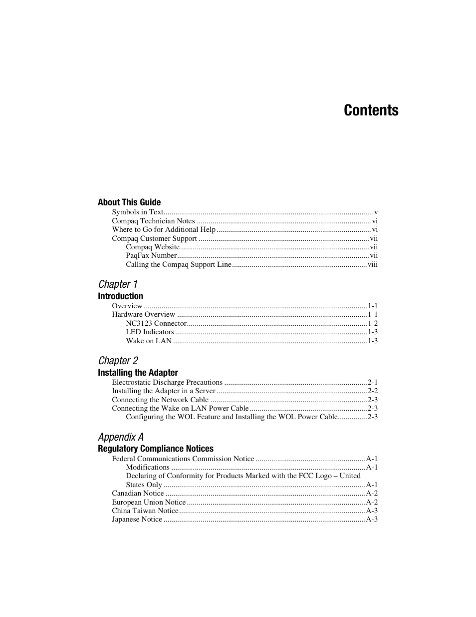 HP Compaq NC3123 Fast Ethernet NIC PCI Adapter User Manual | Page 3 / 22