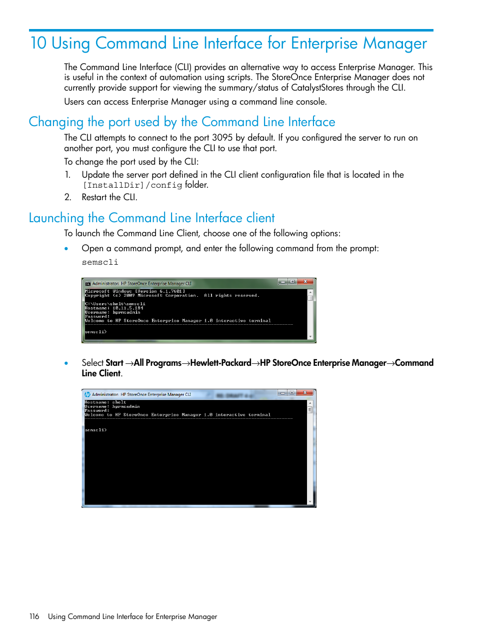 Launching the command line interface client | HP StorageWorks Data Replication Manager Software User Manual | Page 116 / 144