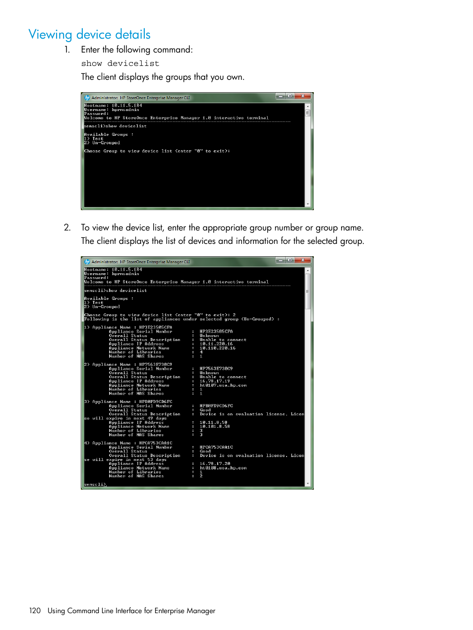 Viewing device details | HP StorageWorks Data Replication Manager Software User Manual | Page 120 / 144