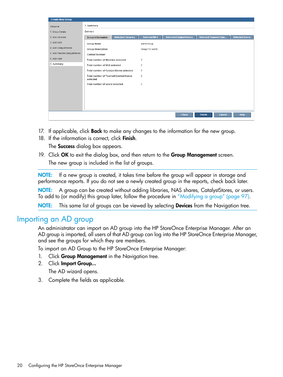 Importing an ad group | HP StorageWorks Data Replication Manager Software User Manual | Page 20 / 144