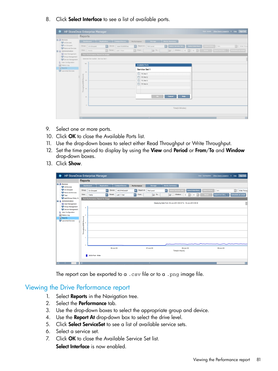 Viewing the drive performance report | HP StorageWorks Data Replication Manager Software User Manual | Page 81 / 144