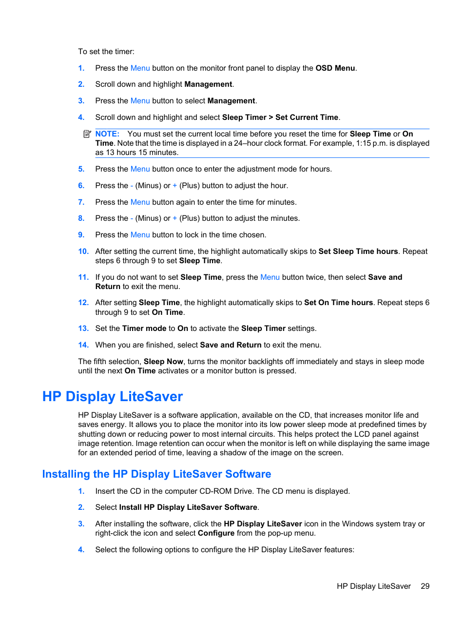 Hp display litesaver, Installing the hp display litesaver software | HP L1750 17-inch LCD Monitor User Manual | Page 35 / 49