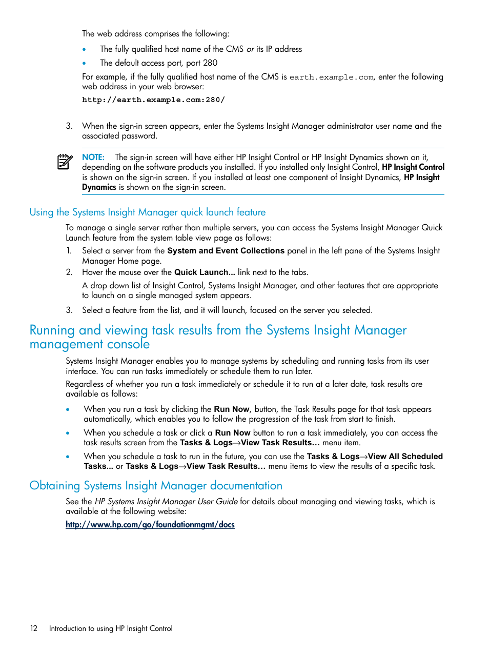 Obtaining systems insight manager documentation | HP Insight Control User Manual | Page 12 / 46