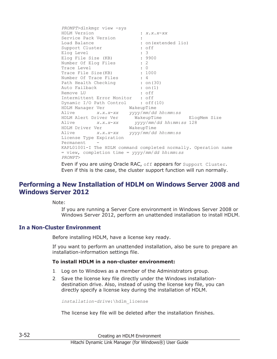 Server 2012 -52, In a non-cluster environment -52, Performing a new | HP XP7 Storage User Manual | Page 120 / 446