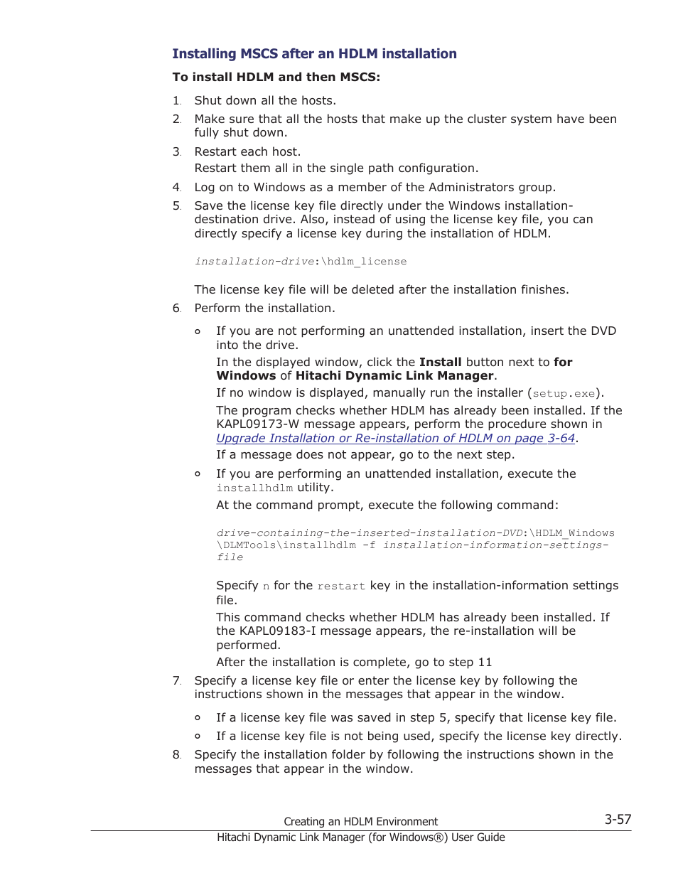 Installing mscs after an hdlm installation | HP XP7 Storage User Manual | Page 125 / 446