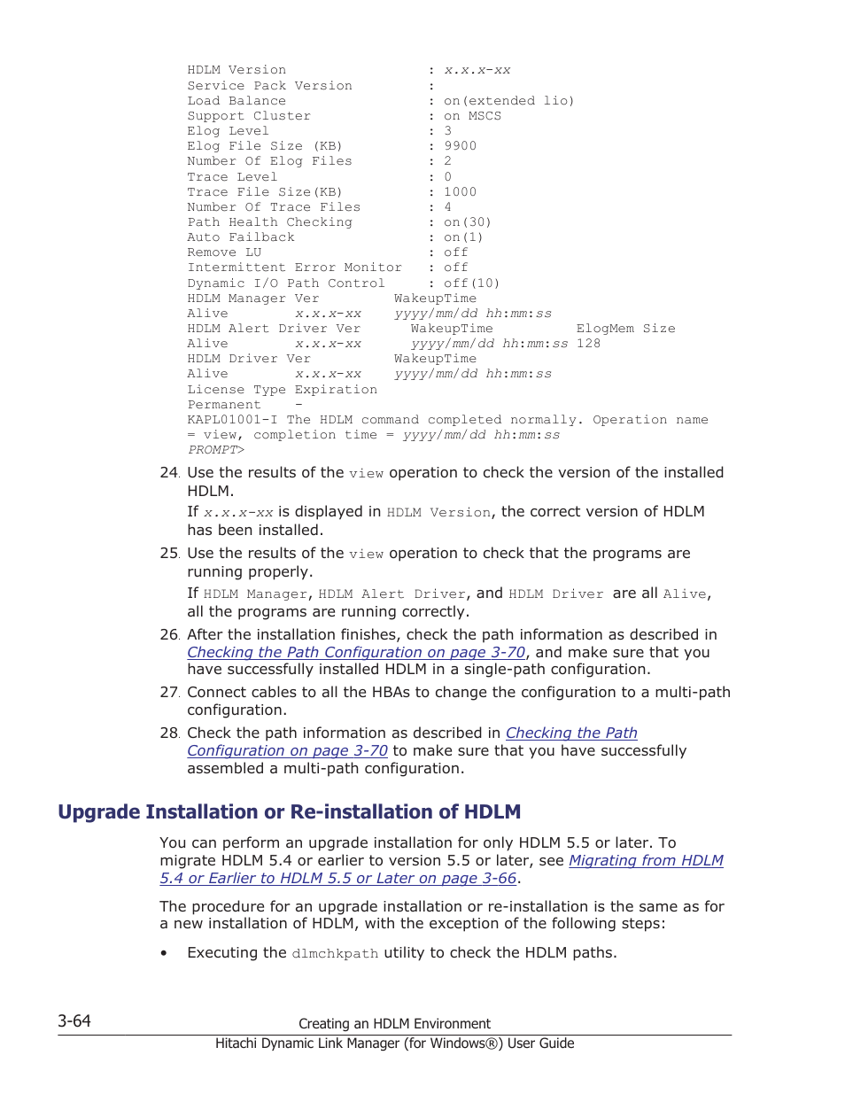 Upgrade installation or re-installation of hdlm, Upgrade | HP XP7 Storage User Manual | Page 132 / 446