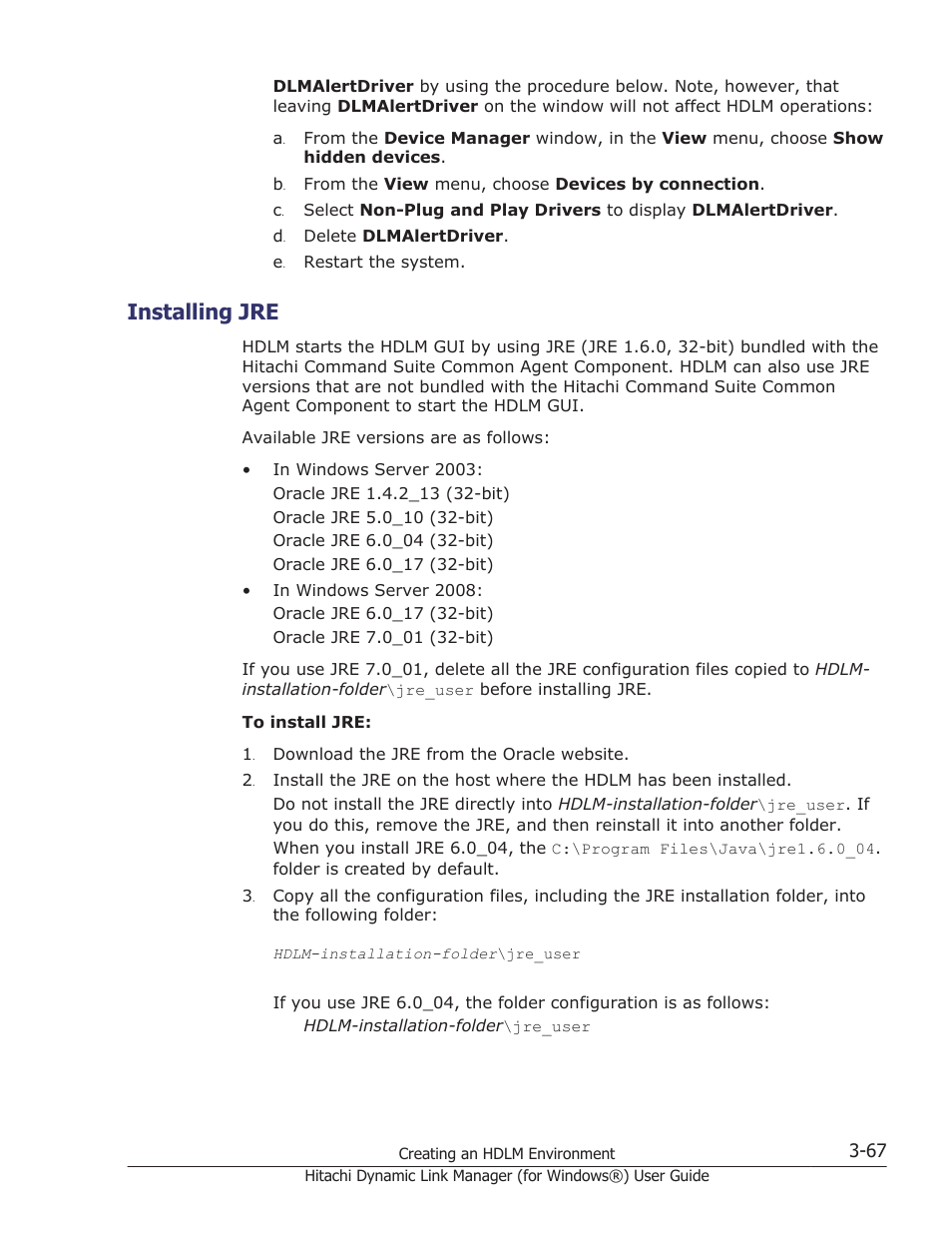 Installing jre, Installing jre -67 | HP XP7 Storage User Manual | Page 135 / 446