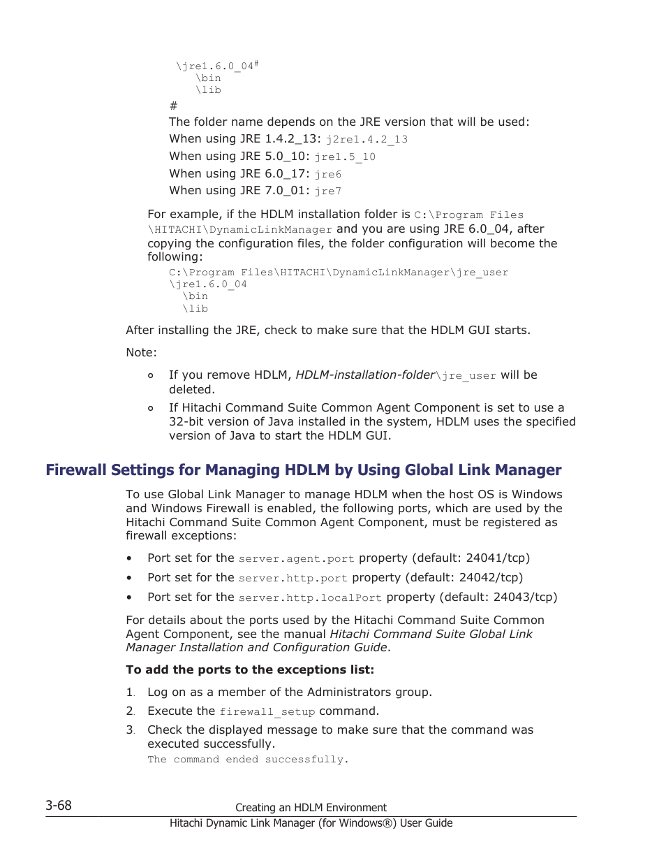 Firewall settings for managing hdlm by, Exceptions. for details, see | HP XP7 Storage User Manual | Page 136 / 446