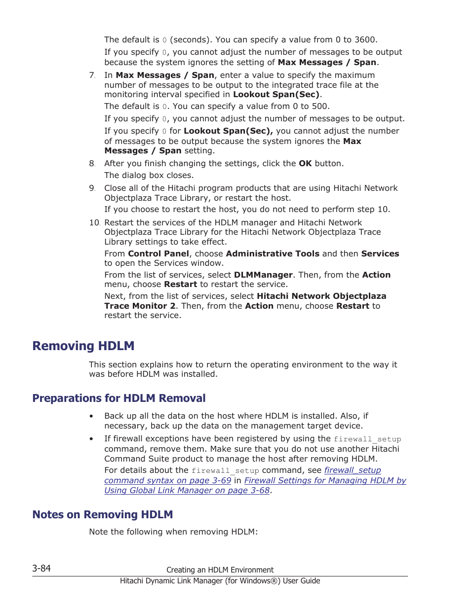 Removing hdlm, Preparations for hdlm removal, Notes on removing hdlm | Removing hdlm -84, Preparations for hdlm removal -84, Notes on removing hdlm -84 | HP XP7 Storage User Manual | Page 152 / 446