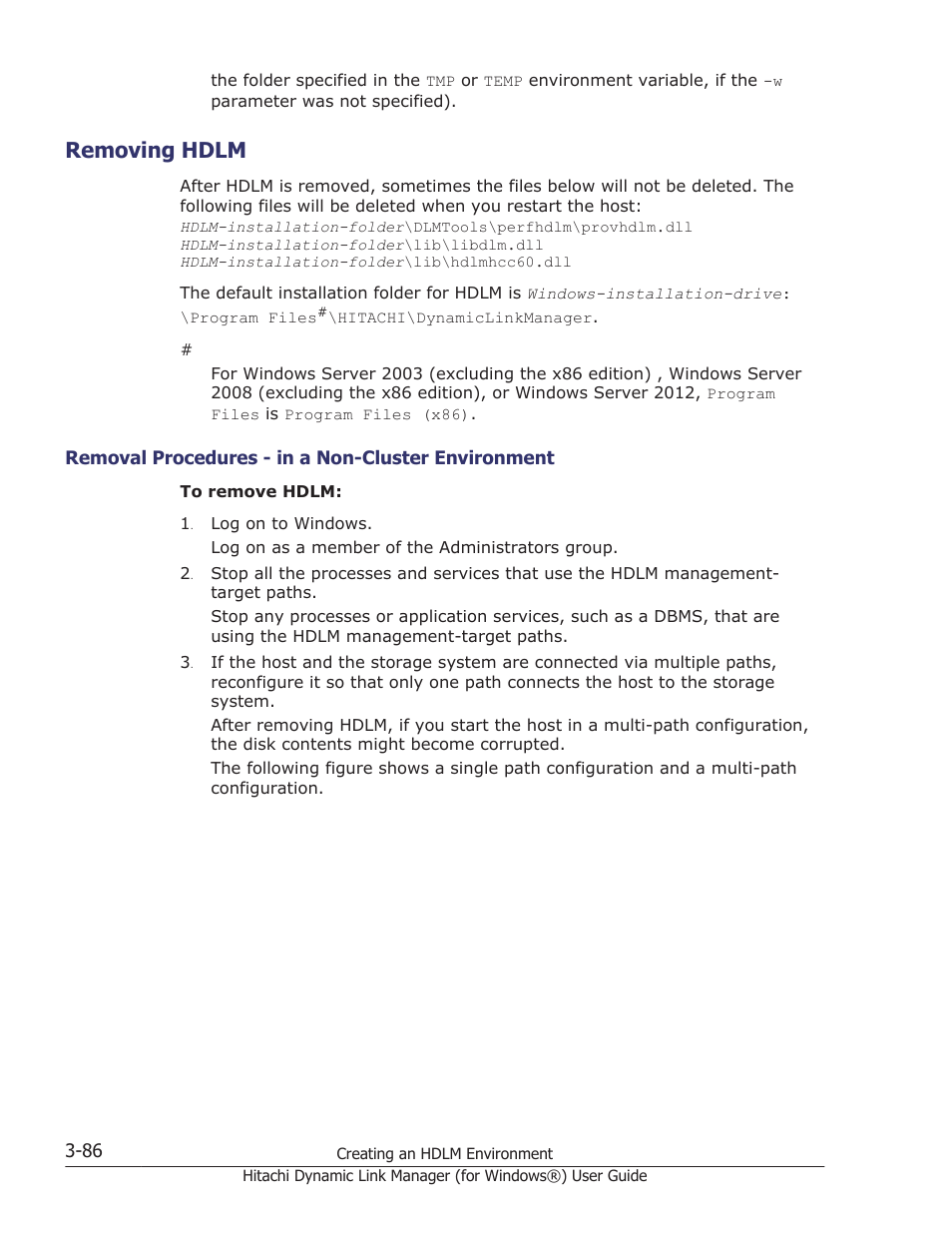 Removing hdlm, Removing hdlm -86 | HP XP7 Storage User Manual | Page 154 / 446