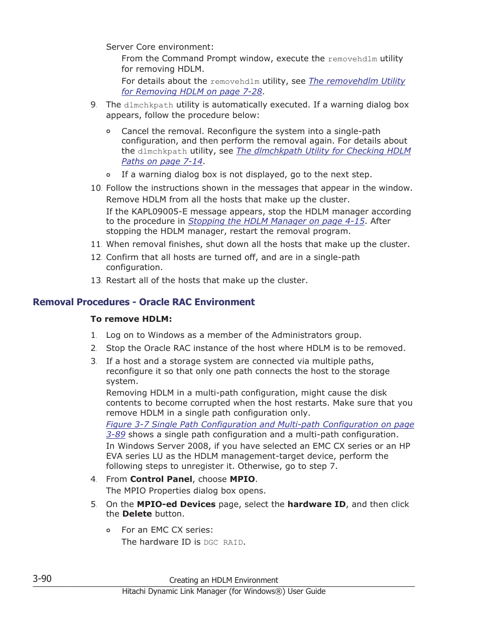 Removal procedures - oracle rac environment -90 | HP XP7 Storage User Manual | Page 158 / 446