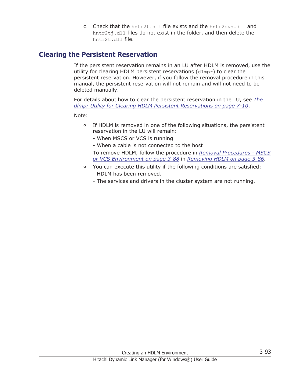 Clearing the persistent reservation, Clearing the persistent reservation -93 | HP XP7 Storage User Manual | Page 161 / 446