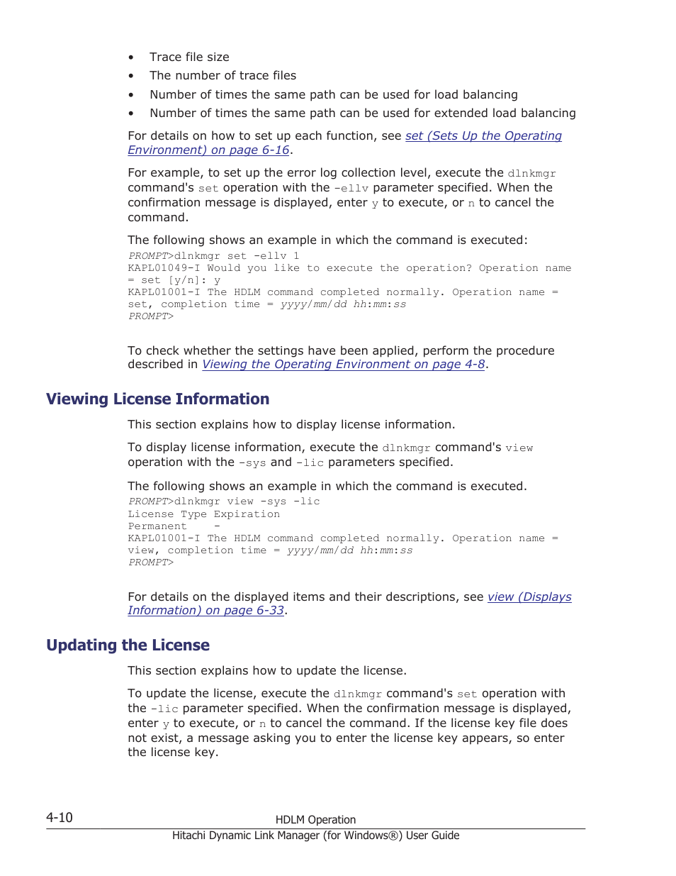 Viewing license information, Updating the license, Viewing license information -10 | Updating the license -10 | HP XP7 Storage User Manual | Page 172 / 446