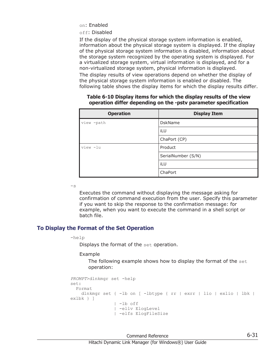 To display the format of the set operation -31 | HP XP7 Storage User Manual | Page 223 / 446