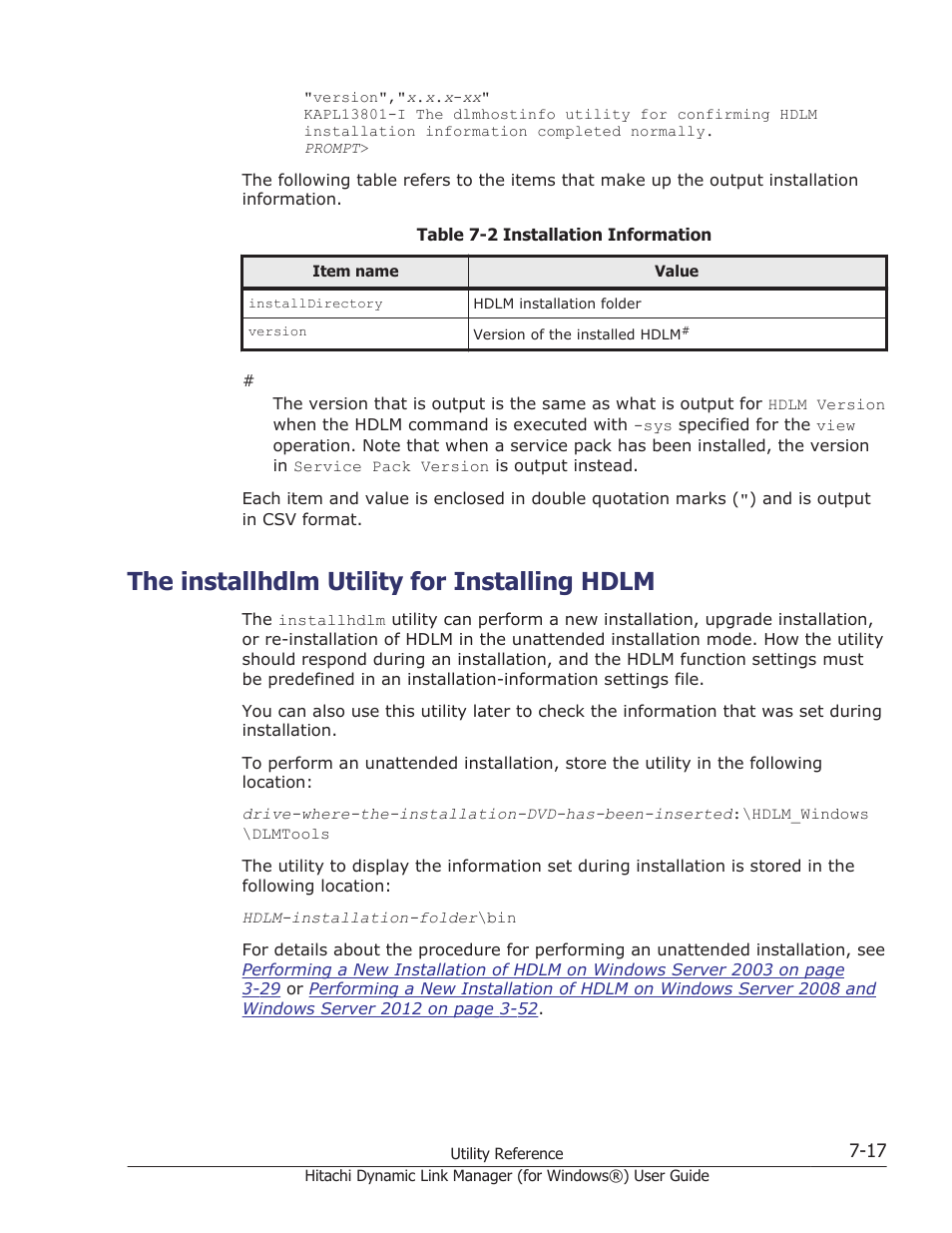 The installhdlm utility for installing hdlm, The installhdlm utility for installing hdlm -17, Unattended installation, see | The installhdlm utility for installing hdlm on, The installhdlm utility for installing, Installations, see, Utility, see | HP XP7 Storage User Manual | Page 287 / 446