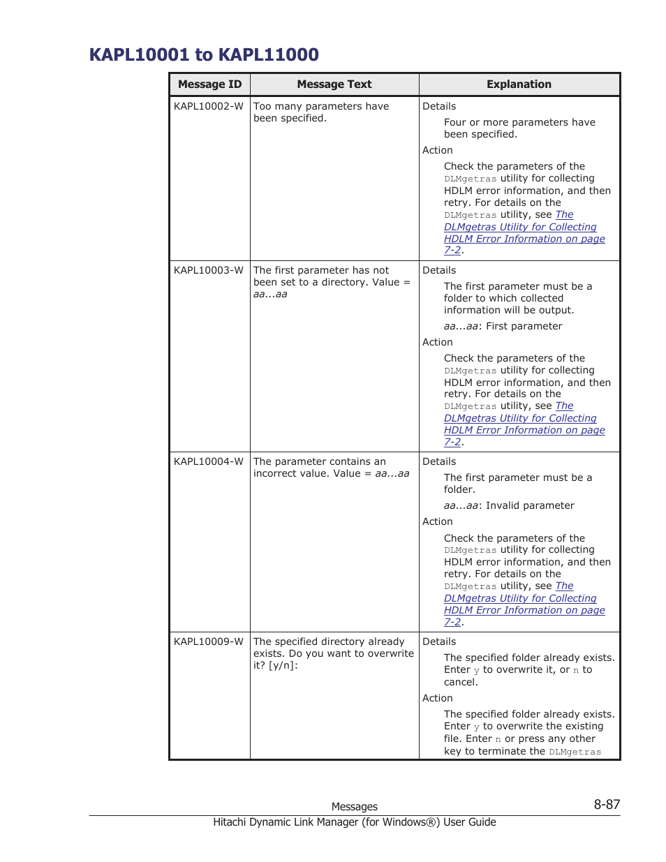 Kapl10001 to kapl11000, Kapl10001 to kapl11000 -87 | HP XP7 Storage User Manual | Page 385 / 446