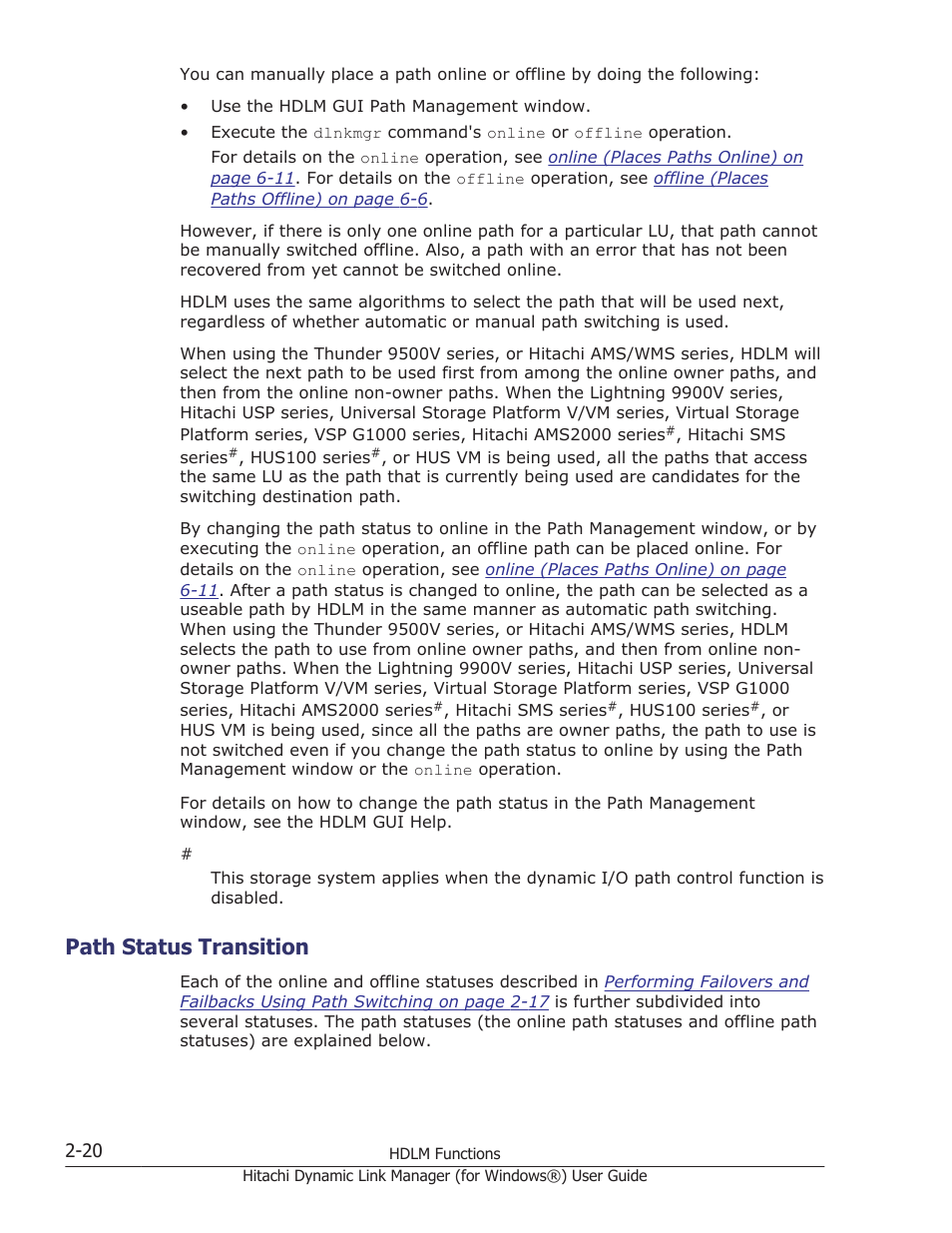 Path status transition, Path status transition -20, Path | HP XP7 Storage User Manual | Page 40 / 446