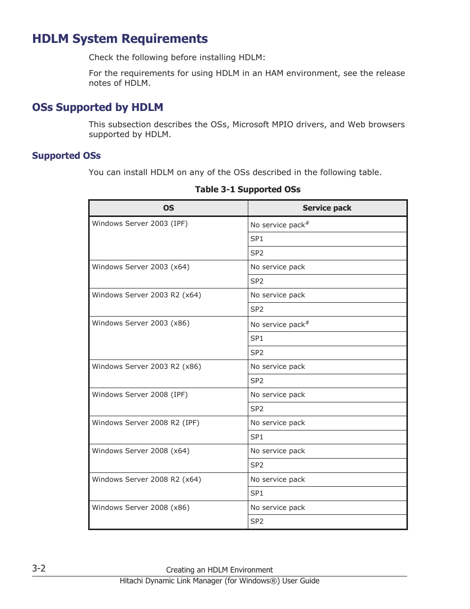 Hdlm system requirements, Oss supported by hdlm, Hdlm system requirements -2 | Oss supported by hdlm -2, Supported oss -2 | HP XP7 Storage User Manual | Page 70 / 446