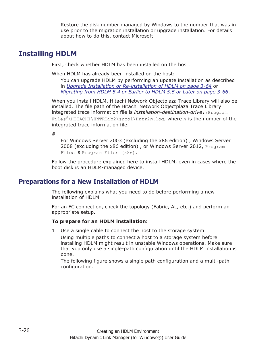 Installing hdlm, Preparations for a new installation of hdlm, Installing hdlm -26 | Preparations for a new installation of hdlm -26 | HP XP7 Storage User Manual | Page 94 / 446