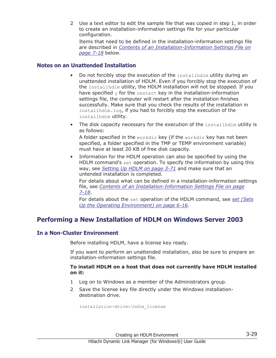 Notes on an unattended installation -29, In a non-cluster environment -29, Performing a new installation | Performing a | HP XP7 Storage User Manual | Page 97 / 446