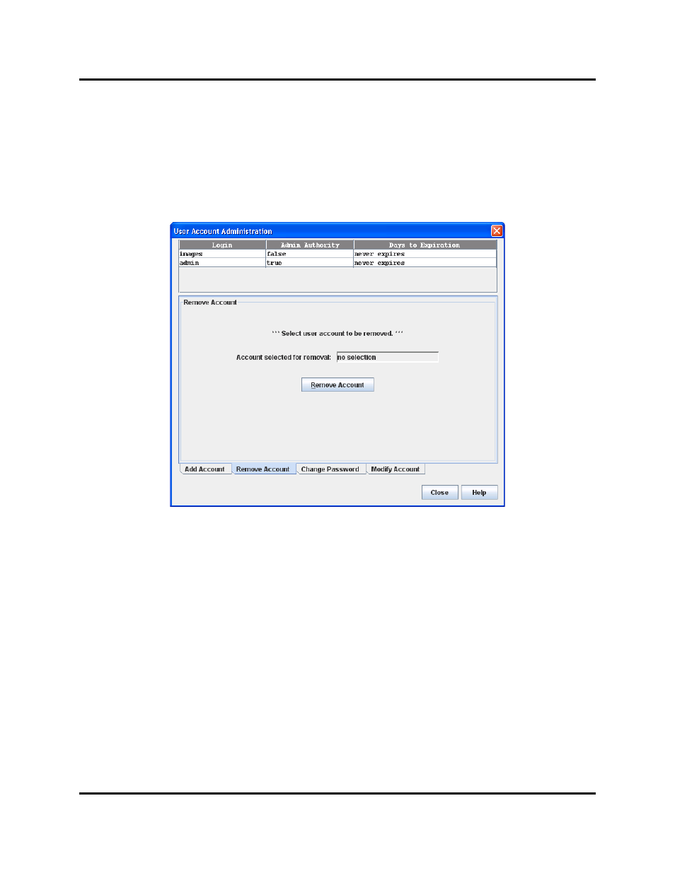 Removing a user account | HP Switch SFP Modules User Manual | Page 30 / 100