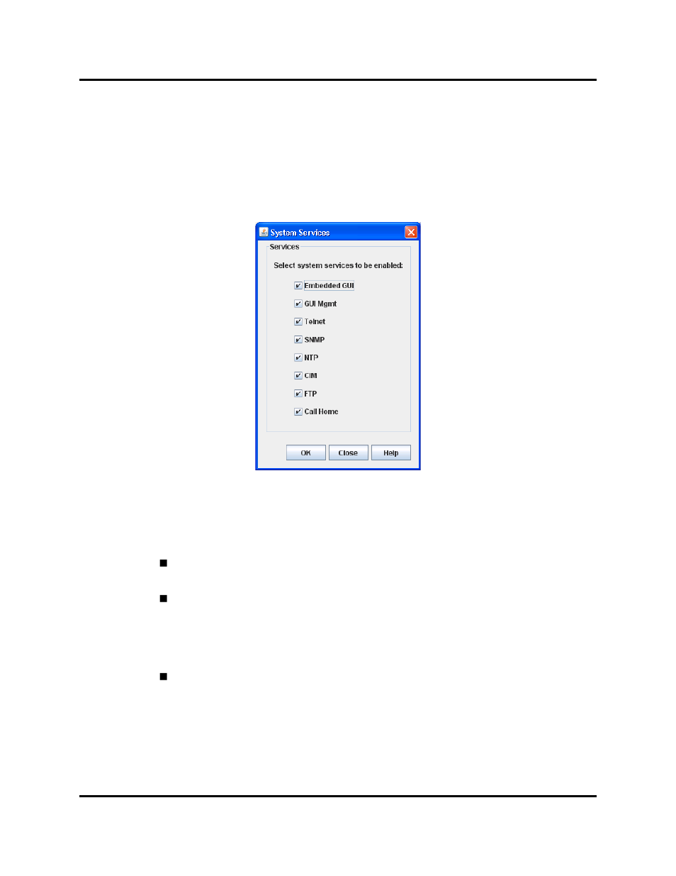 Managing system services, System services dialog | HP Switch SFP Modules User Manual | Page 40 / 100
