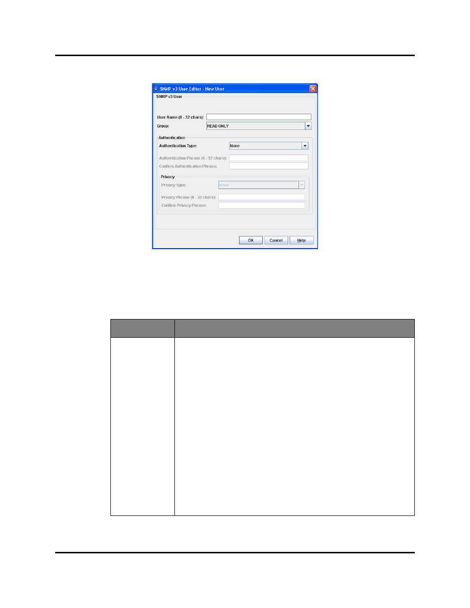 Snmp v3 user editor dialog | HP Switch SFP Modules User Manual | Page 53 / 100