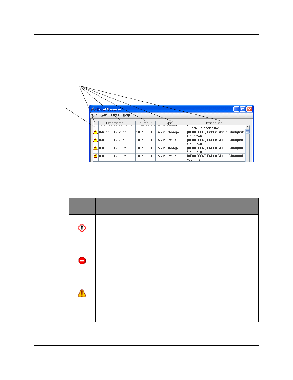 Events browser, Severity levels | HP Switch SFP Modules User Manual | Page 60 / 100