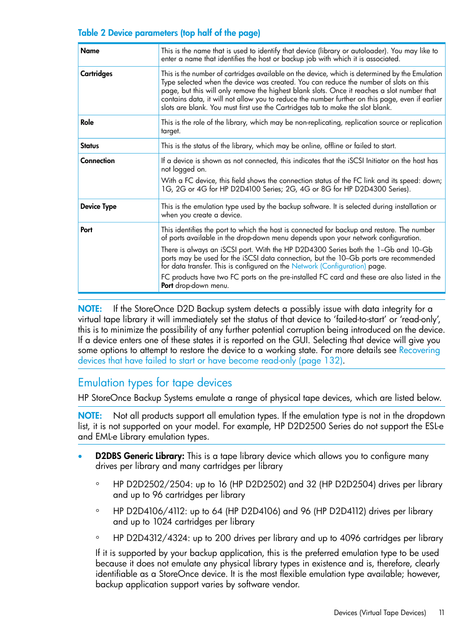 Emulation types for tape devices | HP StoreOnce Backup User Manual | Page 11 / 178