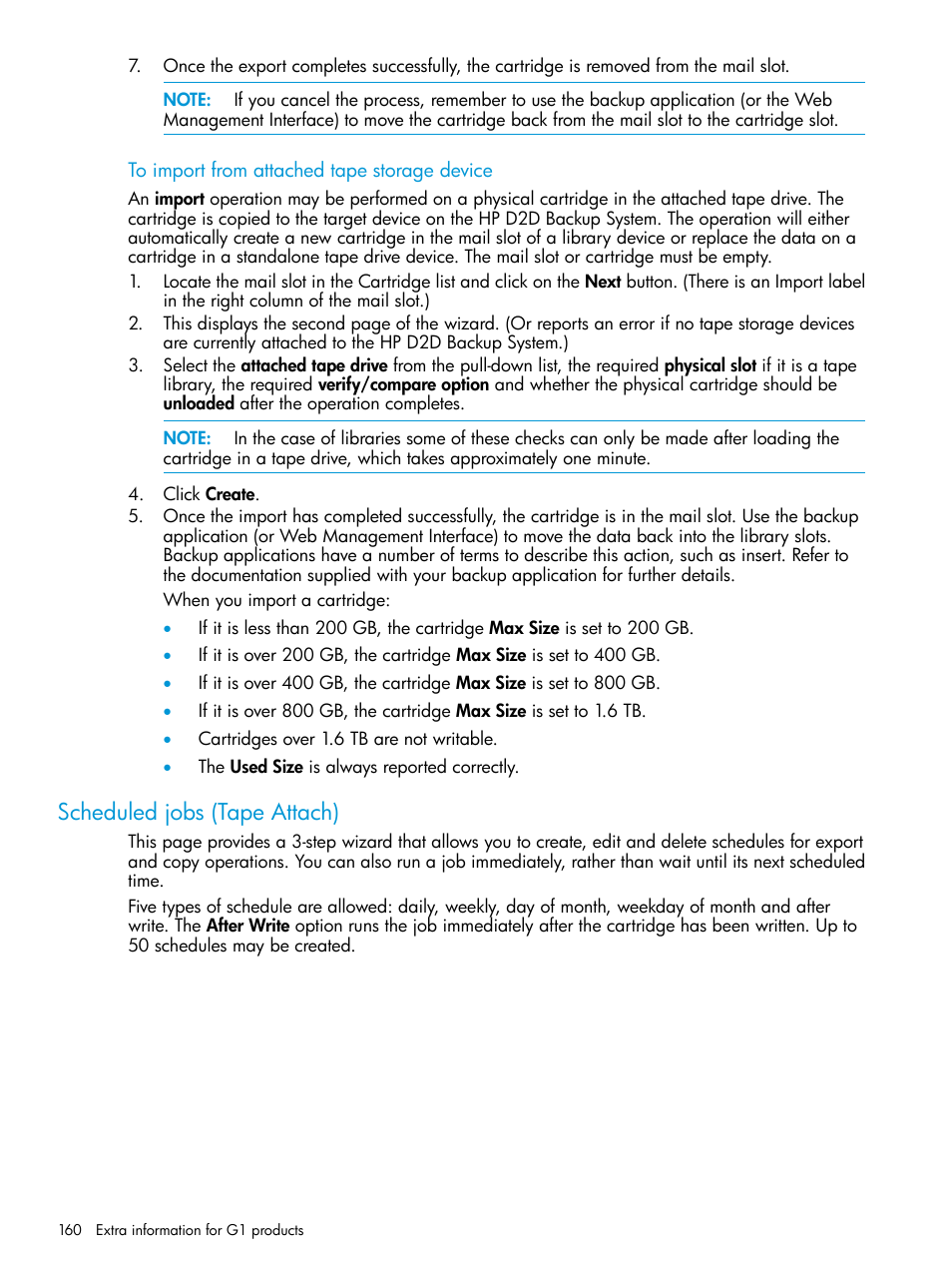 Scheduled jobs (tape attach) | HP StoreOnce Backup User Manual | Page 160 / 178